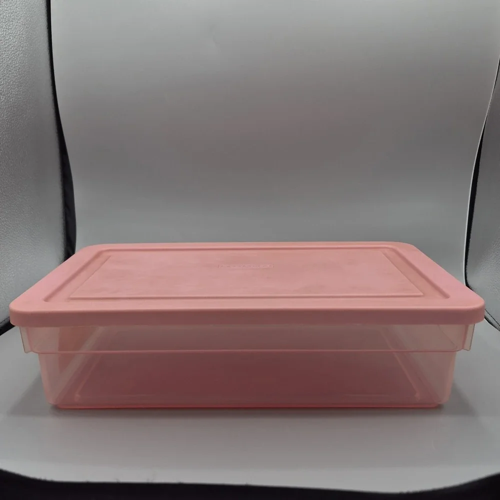 Vintage Rubbermaid 0286 Storage Box ALL Pink Clear‎ Container Plastic Snap Shut